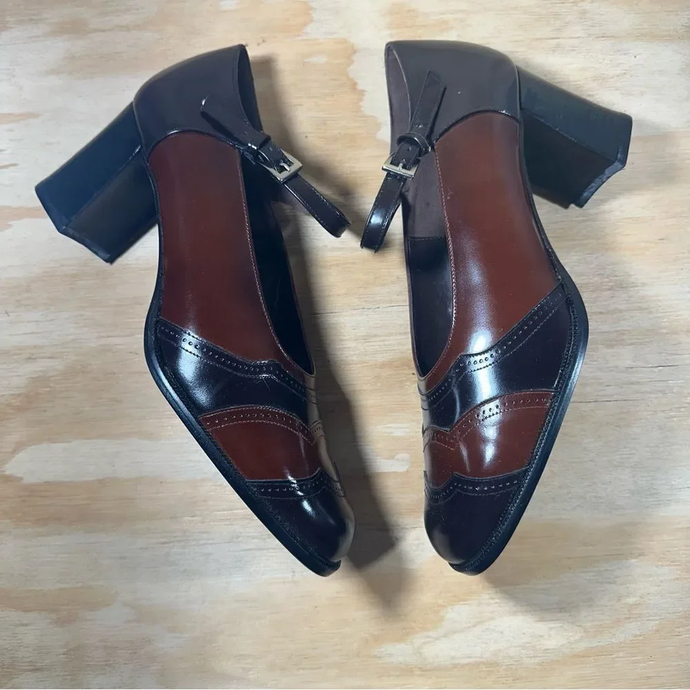 Clifford & Wills Black and Brown Mary Jane Heels Women’s Size 10
